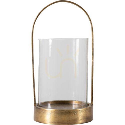 Check Hurricane Candle Holder Gallery Direct Linton Antique Brass Aluminium Glass 48cm