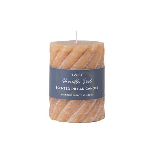 Check Pillar Candle Gallery Direct Amber Twist Vanilla Scented 75x100mm 2 Pack