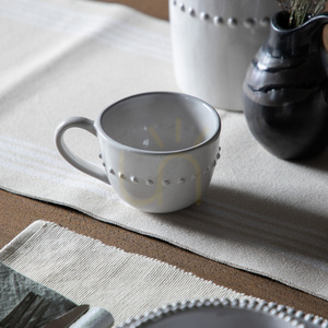 Gallery Direct White Porcelain Mugs, Set of 4 with Raised Beaded Detail, 14.5 × 11 × 8 cm small 1