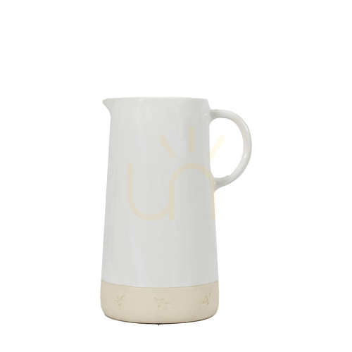 Check Stoneware Jug Gallery Direct White Bee Design 12cm