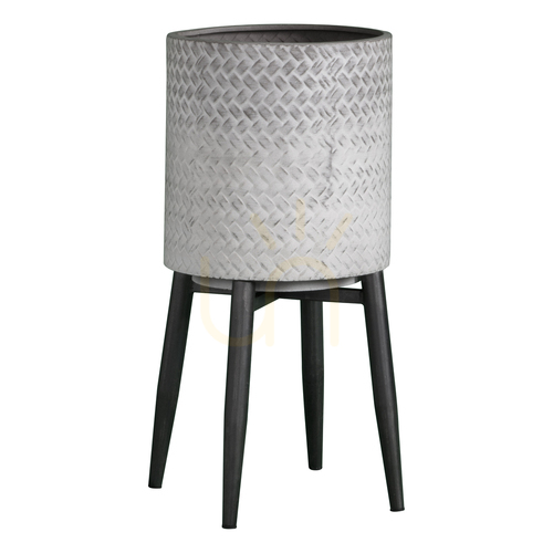 Check Metal Planter Gallery Direct Albion Distressed Whitewash 24x51cm