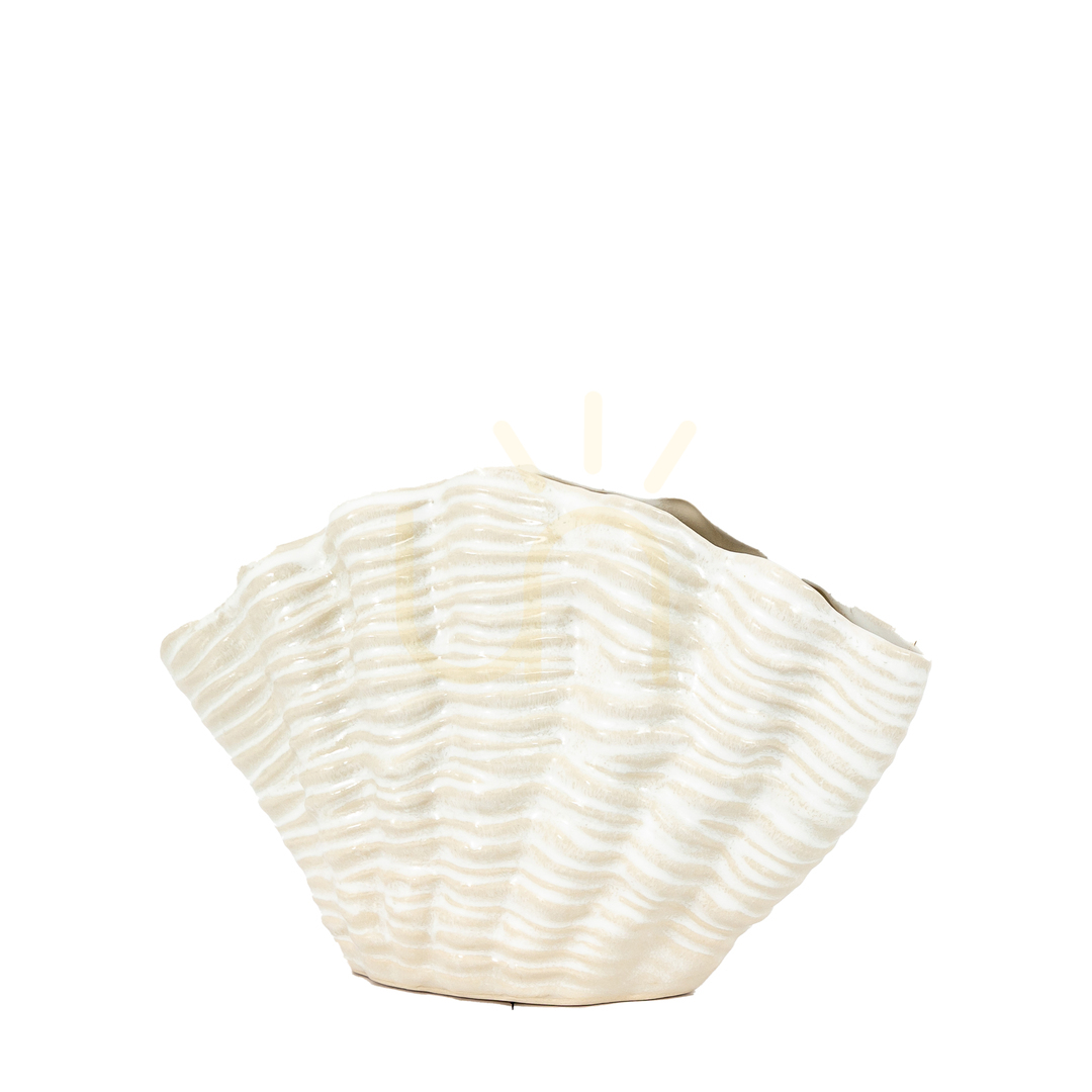 View Vase Gallery Direct White Stoneware Clam Shell Small 23.5 cm 5059413869006 Vase Gallery Direct White Stoneware Clam Shell Small 23.5 cm 5059413869006