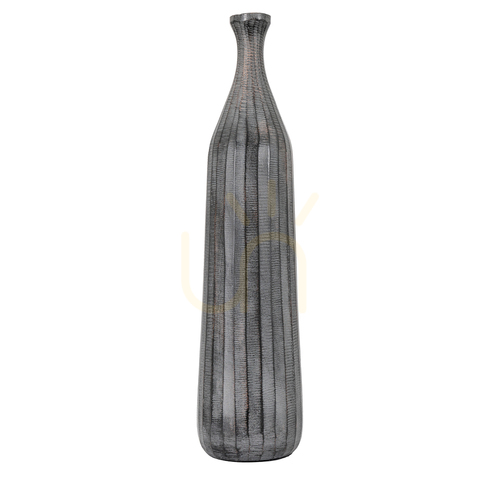 Check Bottle Vase Gallery Direct Enya Large Antique Grey Aluminium 53cm 5059413870415