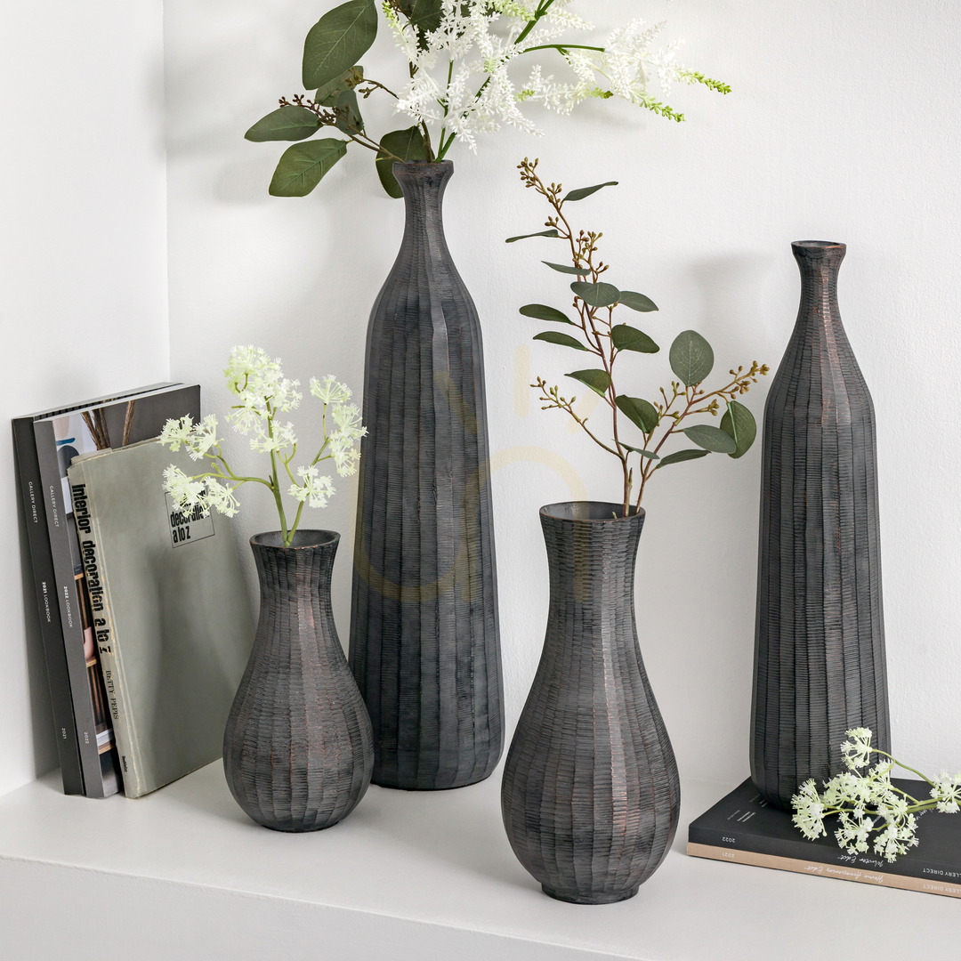 View Vase Gallery Direct Enya Large Antique Grey Aluminium 33cm 5059413870439 Vase Gallery Direct Enya Large Antique Grey Aluminium 33cm 5059413870439