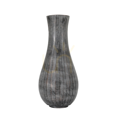 Check Vase Gallery Direct Enya Large Antique Grey Aluminium 33cm 5059413870439