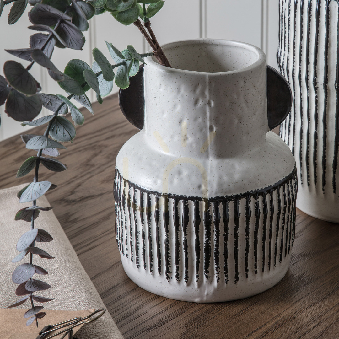 View Vase Gallery Direct Seki Small Ribbed Stoneware Brown Cream 5059413394003 Vase Gallery Direct Seki Small Ribbed Stoneware Brown Cream 5059413394003