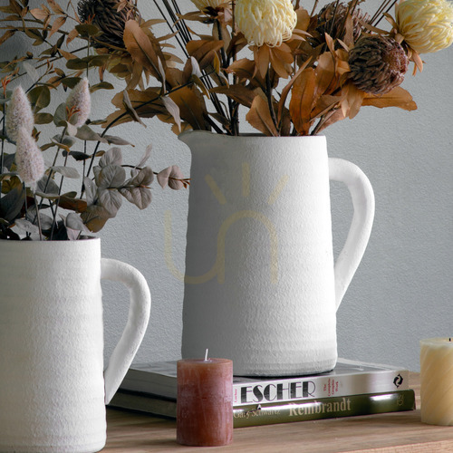 Check Vase Gallery Direct Stenson Large White Terracotta 27.5x20.5x30.5cm
