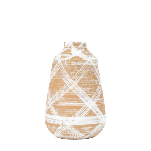 Check Vase Gallery Direct Tarka Large Brown White Stoneware 26.5cm 5059413869037