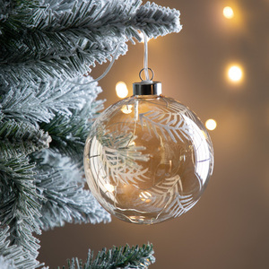 Gallery Direct Clear Etched Feather LED Bauble, 12 × 12 × 14 cm small 3