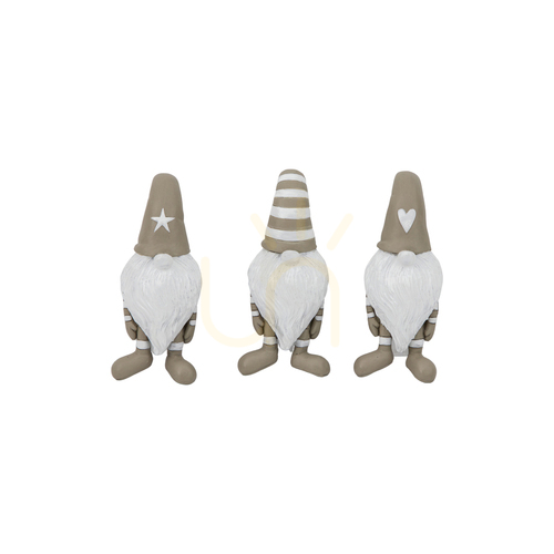 Check Gonk Pothanger Set of 3 Beige Polyresin Gallery Direct 45x35x95mm