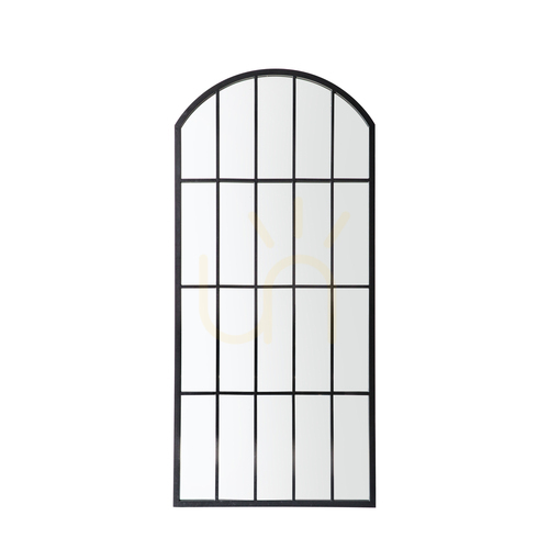Check Outdoor Arch Window Pane Mirror Black 140x65 cm Gallery Direct