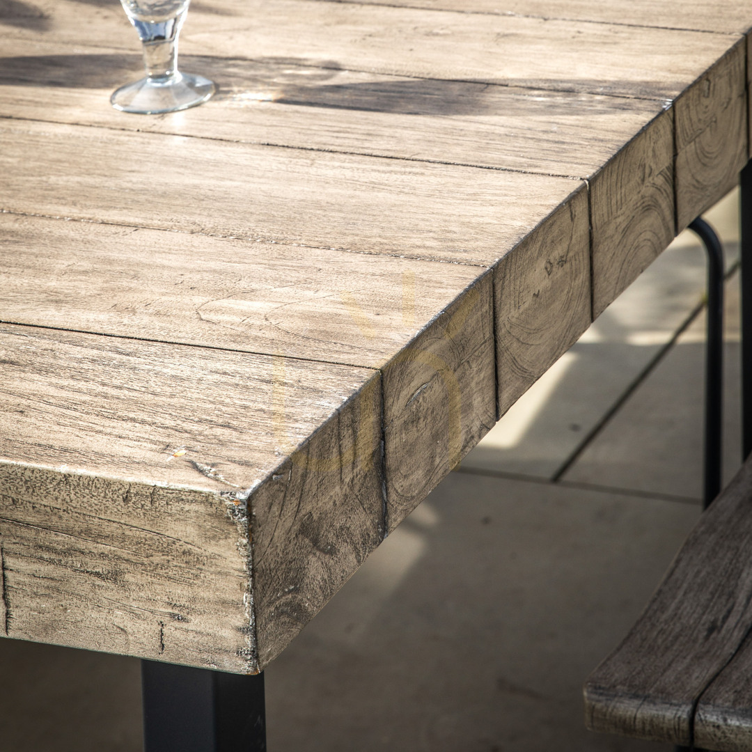 Preview Dining Table Gallery Direct Taranto Rectangular Teak Iron Natural 221cm Dining Table Gallery Direct Taranto Rectangular Teak Iron Natural 221cm