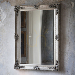 Rectangular Mirror Gallery Direct Abbey Silver Baroque Wood Frame 109.5 x 79 cm small 1