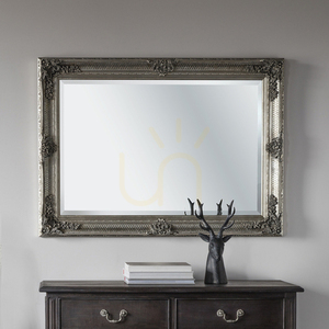 Rectangular Mirror Gallery Direct Abbey Silver Baroque Wood Frame 109.5 x 79 cm small 2