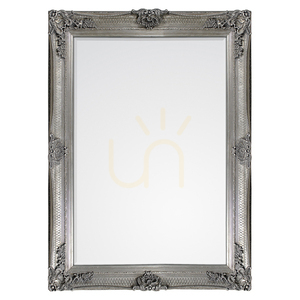 Rectangular Mirror Gallery Direct Abbey Silver Baroque Wood Frame 109.5 x 79 cm small 0