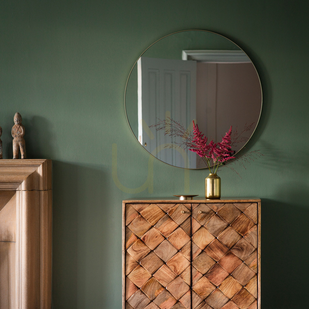Preview Round Mirror Gallery Direct Bowie Champagne Metal Frame 80cm Round Mirror Gallery Direct Bowie Champagne Metal Frame 80cm