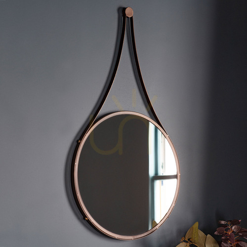 Check Gallery Direct Broadway Round Wall Mirror in Aged Bronze 41 × 73.5 cm