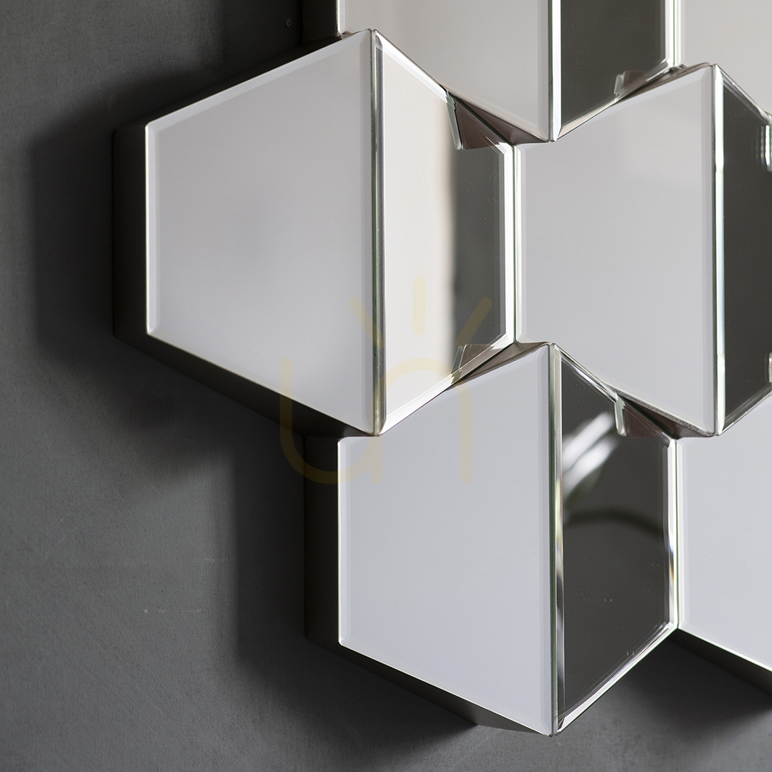 Preview Wall Mirror Gallery Direct Carina Silver Hexagonal Faceted Glass 110x50cm Wall Mirror Gallery Direct Carina Silver Hexagonal Faceted Glass 110x50cm