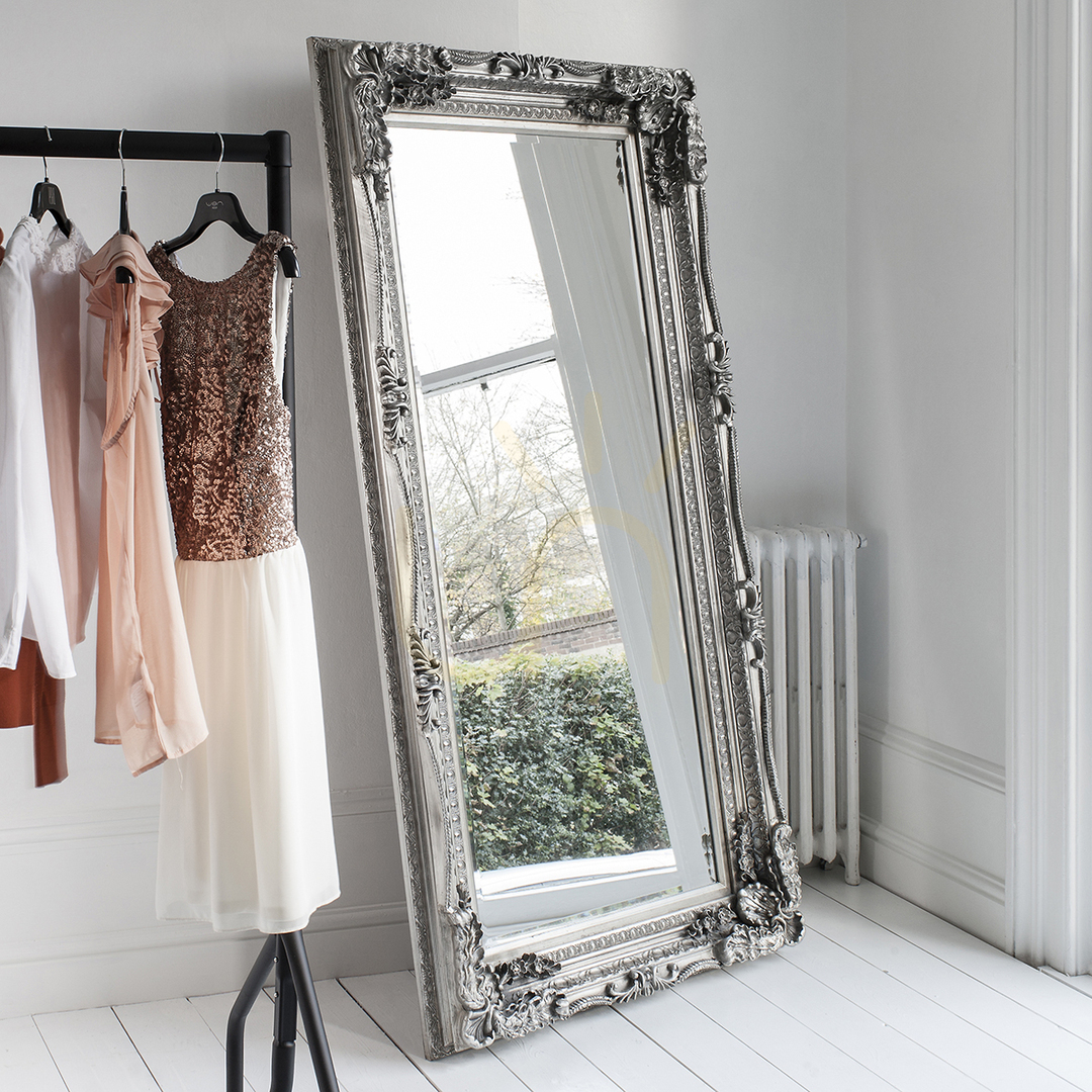 View Mirror Gallery Direct Louis Leaner Silver Baroque Framed 175.5x89.5cm 840435834685 Mirror Gallery Direct Louis Leaner Silver Baroque Framed 175.5x89.5cm 840435834685