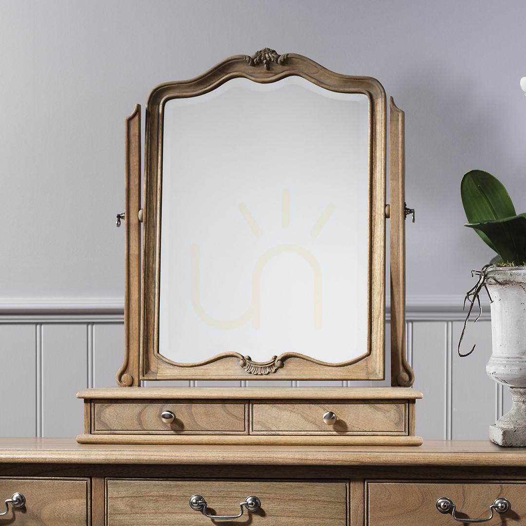 View Dressing Table Mirror Gallery Direct Chic Weathered Glass Mindi Ash 60x73cm Dressing Table Mirror Gallery Direct Chic Weathered Glass Mindi Ash 60x73cm