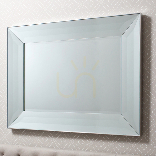 Check Gallery Direct Ferrara Silver Bevelled Wall Mirror 122 × 91.5 cm 5055299400494