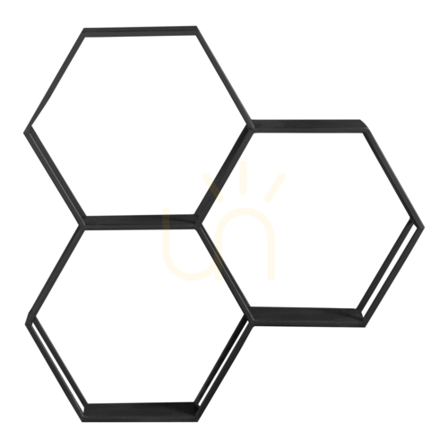 Check Wall Shelf Gallery Direct Heston Black Metal Honeycomb 70x68cm 5056315932272