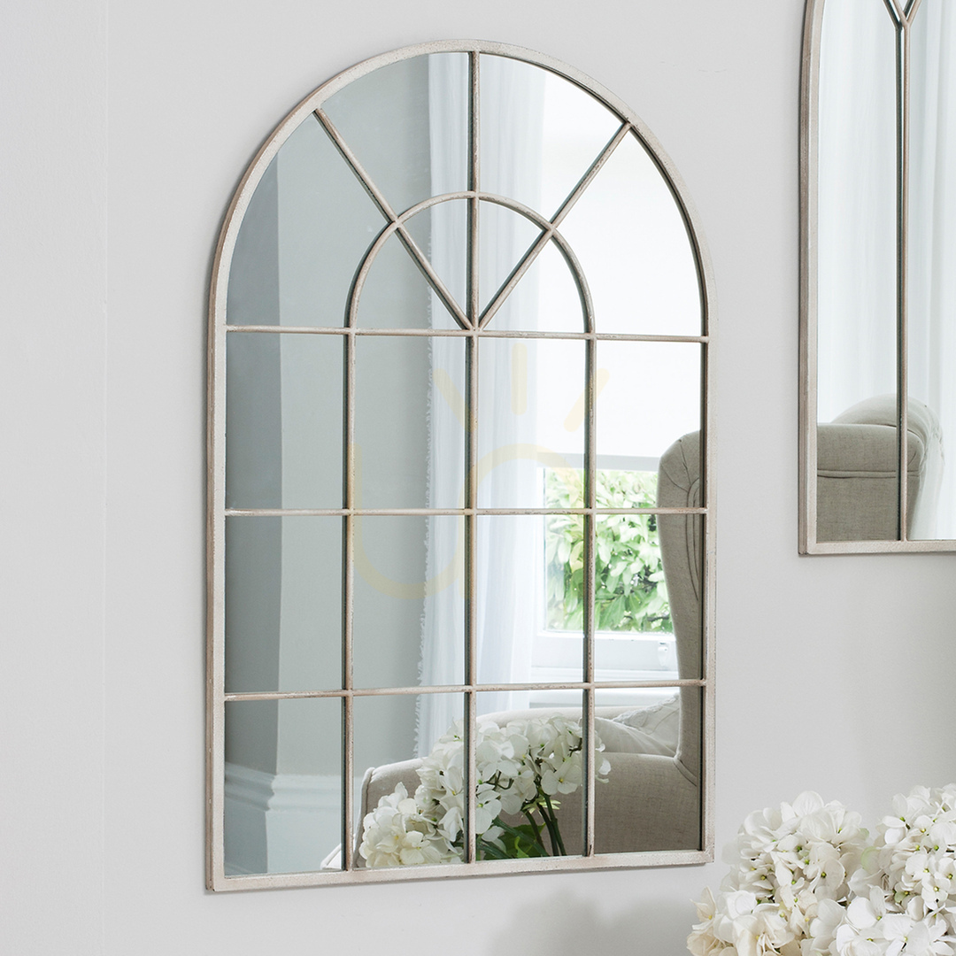 View Arched Window Mirror Gallery Direct Vintage Cream Metal 90x60 cm 5055299468609 Arched Window Mirror Gallery Direct Vintage Cream Metal 90x60 cm 5055299468609