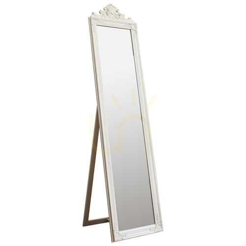Check Cheval Mirror Gallery Direct White Wood Framed 179 x 45.5 cm 5055299433560