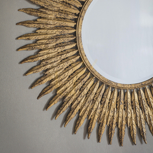 Gallery Direct Quill round wall mirror with feather frame, aged gold, 62 cm small 2