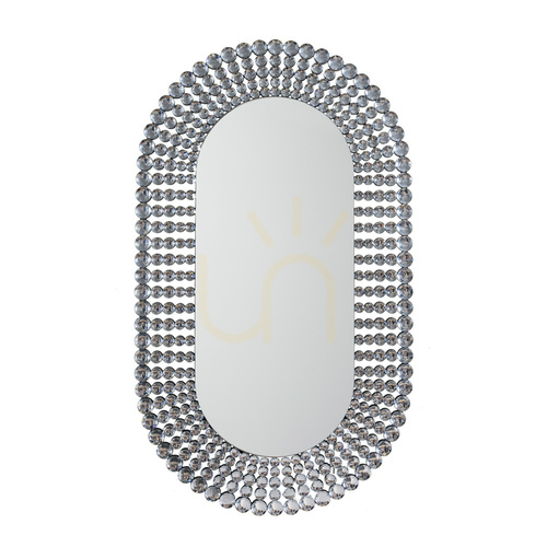 Check Oval Mirror Gallery Direct Sharrington Silver Jewel Frame 70x121cm