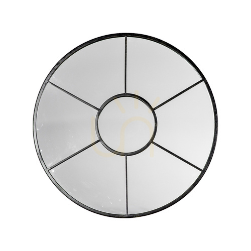 Check Round Mirror Gallery Direct Valence Black 60x60 cm Iron Window Style 5059413407406