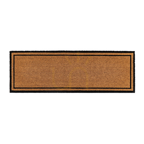 Check Coir Doormat Gallery Direct Natural Black Outline 40 x 120 cm