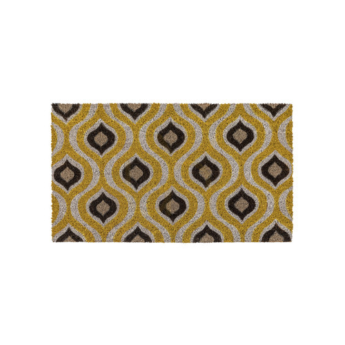 Check Coir Doormat Gallery Direct Ikat Ochre/Natural 40x70 cm