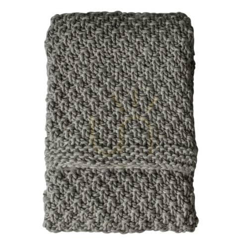 Check Throw Gallery Direct Moss Chunky Knitted Grey 130x170cm