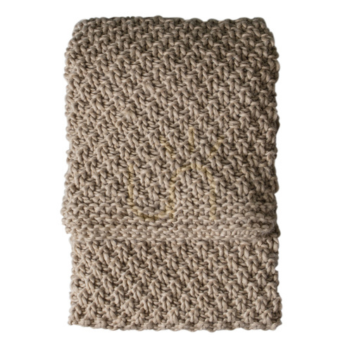 Check Gallery Direct Moss Chunky Knitted Throw, Oatmeal, 130 × 170 cm