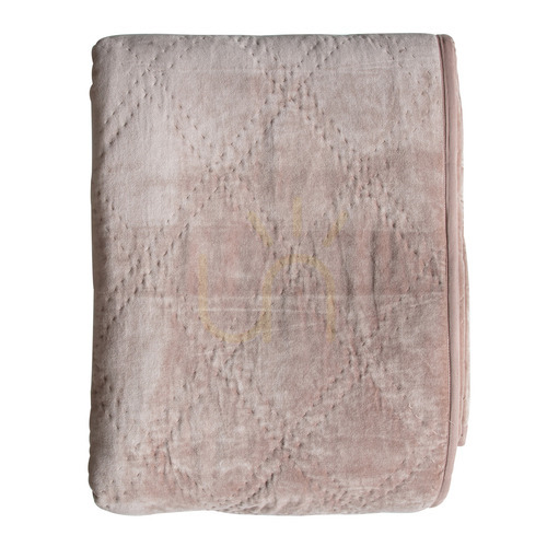 Check Quilted Cotton Velvet Bedspread Gallery Direct Blush 240 x 260 cm