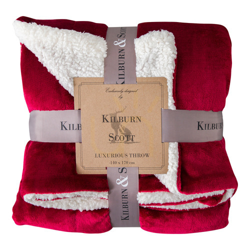Check Throw Blanket Gallery Direct Sterling Sherpa Red 140x170cm