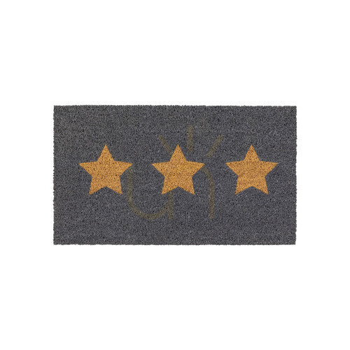 Check Doormat Gallery Direct Triple Star Grey Natural Coir 40x70cm