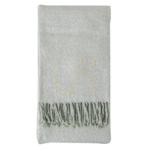 Check Gallery Direct Sage Acrylic Herringbone Throw 130 × 180 cm 5059413672613