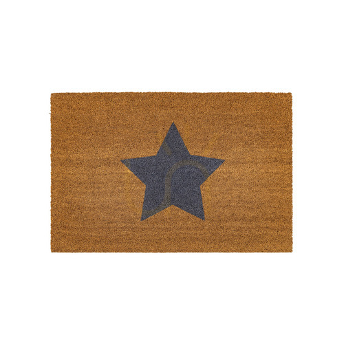 Check Gallery Direct Jumbo Star Coir Doormat 60 × 90 cm, Natural with Grey Stars