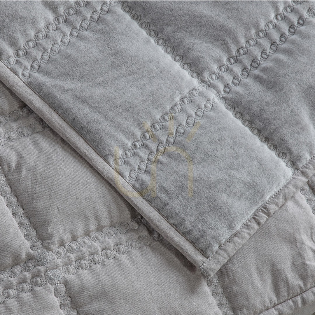 Preview Quilted Cotton Velvet Bedspread Grey 240 x 260 cm Gallery Direct Quilted Cotton Velvet Bedspread Grey 240 x 260 cm Gallery Direct