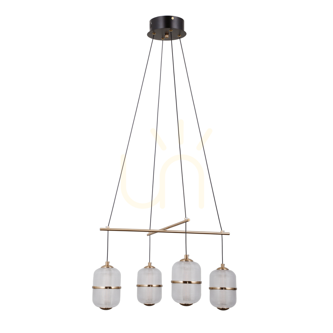 Italux Alani LED pendant lamp 4-light black and gold 56 cm PND-34375-4-BK