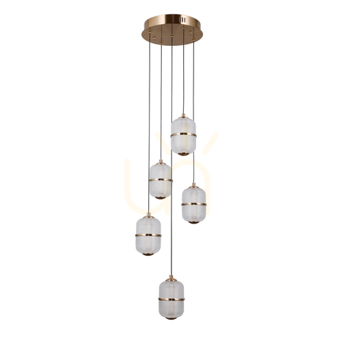 Check Italux Alani LED Pendant Light Gold 5-Light 30 cm PND-34375-5-HBR