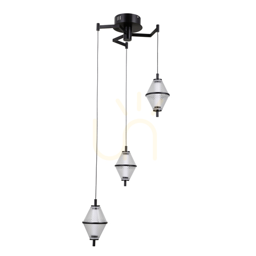 Check Pendant Light Italux Fuente LED Black 3-Light Ø48 cm PND-34395-3-BK