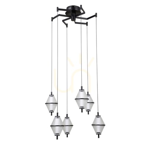 Check Italux Black LED Pendant Lamp 6-Light 58 cm PND-34395-6-BK