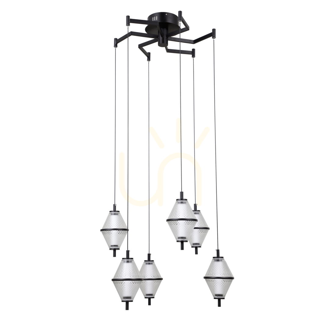 Italux Black LED Pendant Lamp 6-Light 58 cm PND-34395-6-BK