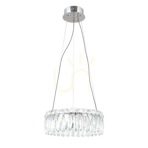 Check Italux Nosta LED Pendant Light Chrome Transparent Crystal 39 cm PND-34364-2-CH-CL