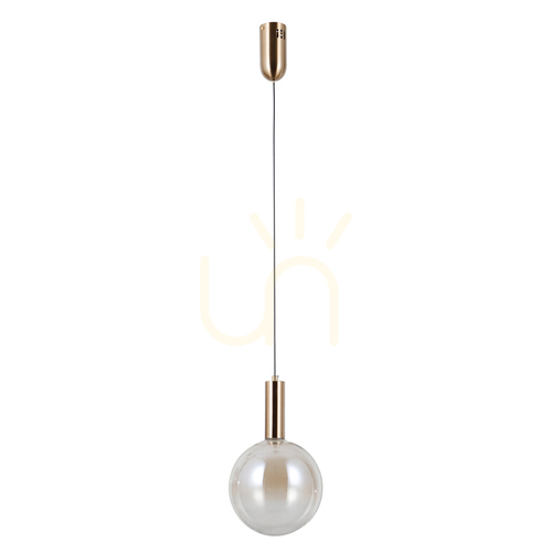 Check Italux Strela LED Pendant Light Amber Glass Gold 20 cm PND-34378-1M-HBR