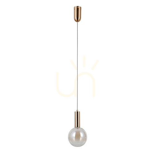 Check Italux LED Pendant Light Amber Glass Gold 15 cm PND-34378-1S-HBR