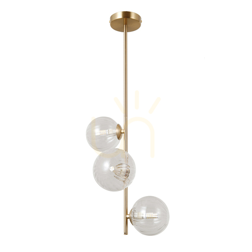 Check Italux Toledo Gold Transparent Glass Pendant Light 3x G9 PND-40717-3-HBR